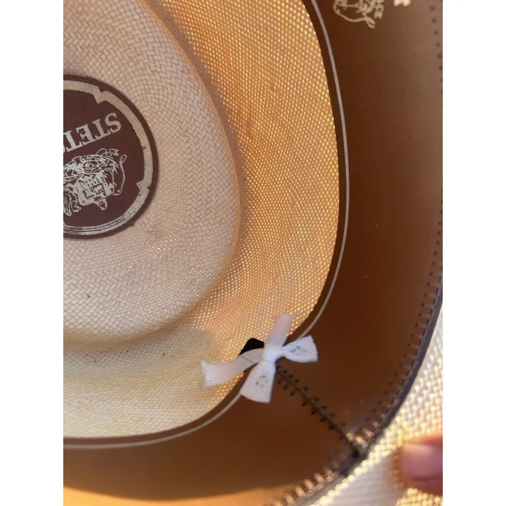 Vintage Stetson Gambler Cowboy Hat Genuine 7x Shantung Leather Band Size 7